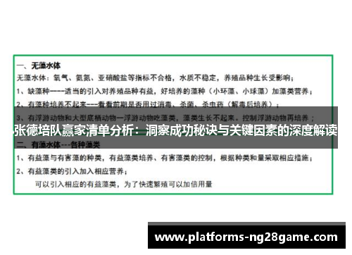 张德培队赢家清单分析：洞察成功秘诀与关键因素的深度解读