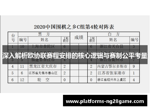 深入解析欧协联赛程安排的核心逻辑与赛制公平考量